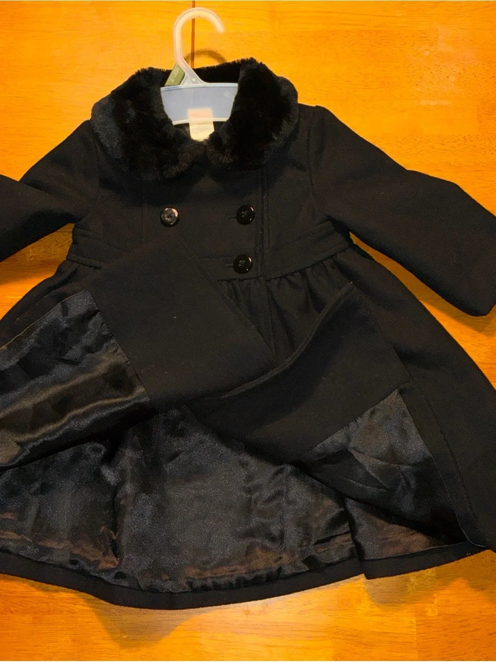 Gymboree Faux Fur black collar wool blend winter baby girl 18-24 mos Lined coat